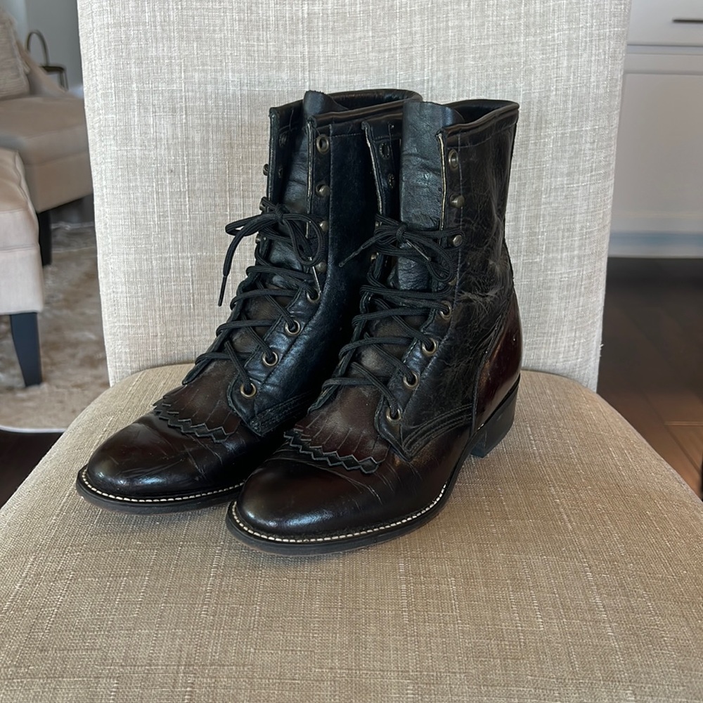 Laredo Lace Up Roper Boots with Fringe